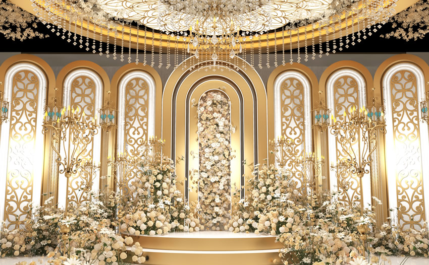 和田香槟色调婚礼堂效果展示